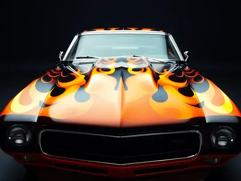 Custom flame paint job on classic car