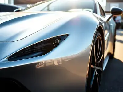 Metallic silver finish on sports car